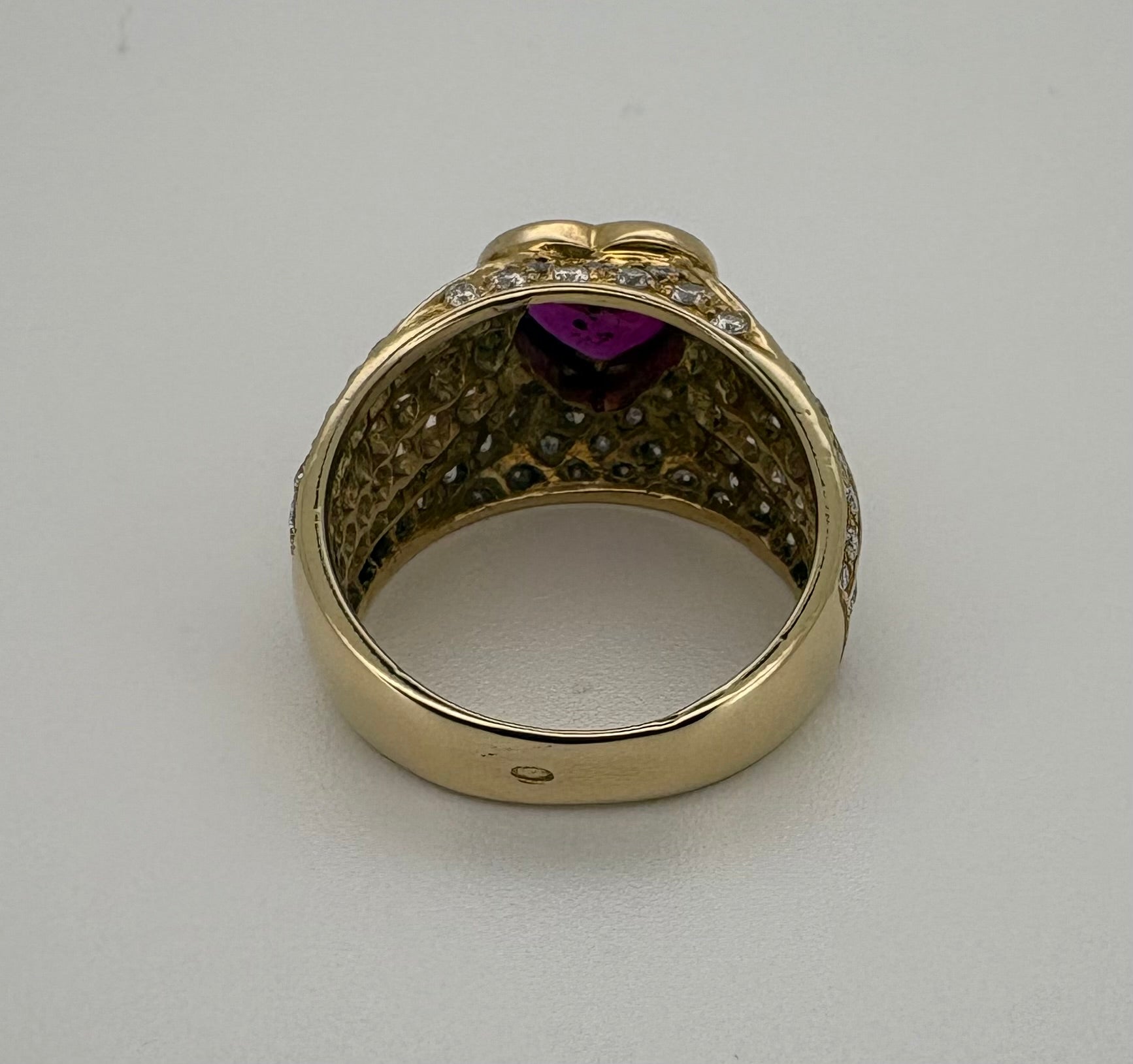 Bague Or Jaune 18K Rubis Coeur et Diamant