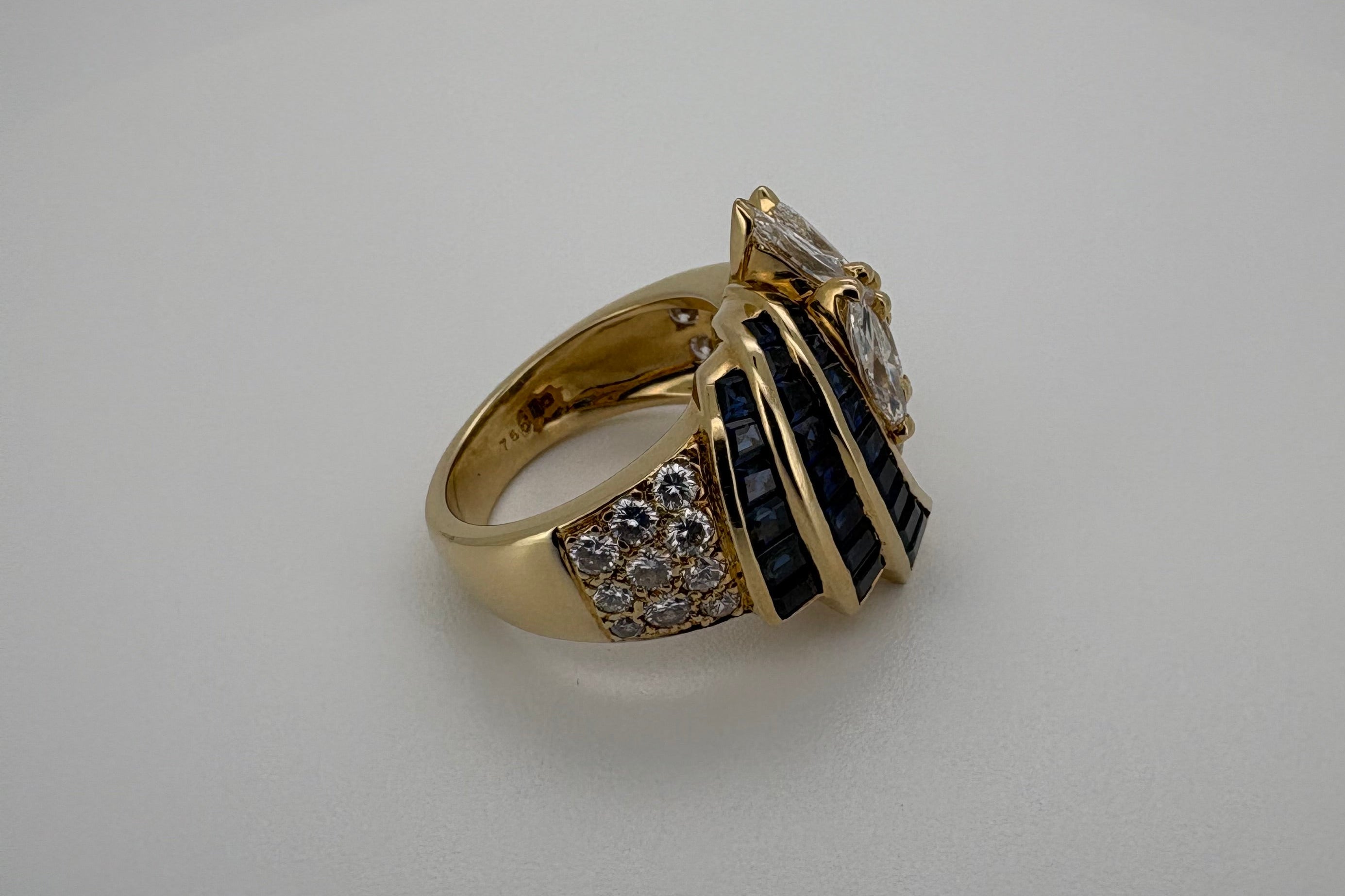 Bague Or 18K Diamants et Saphirs