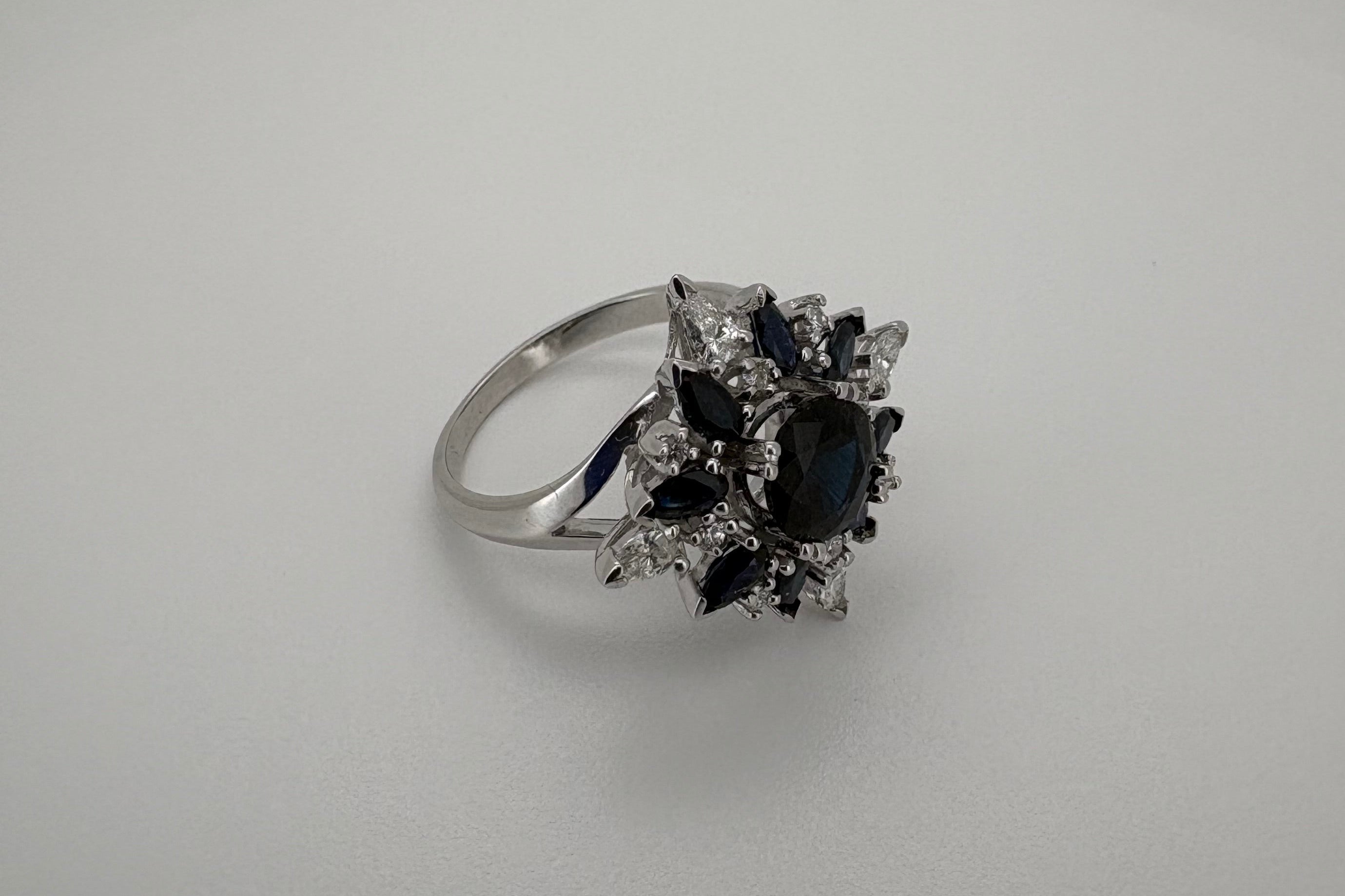Bague Or blanc 18K Francklin Mint Saphir et Diamants