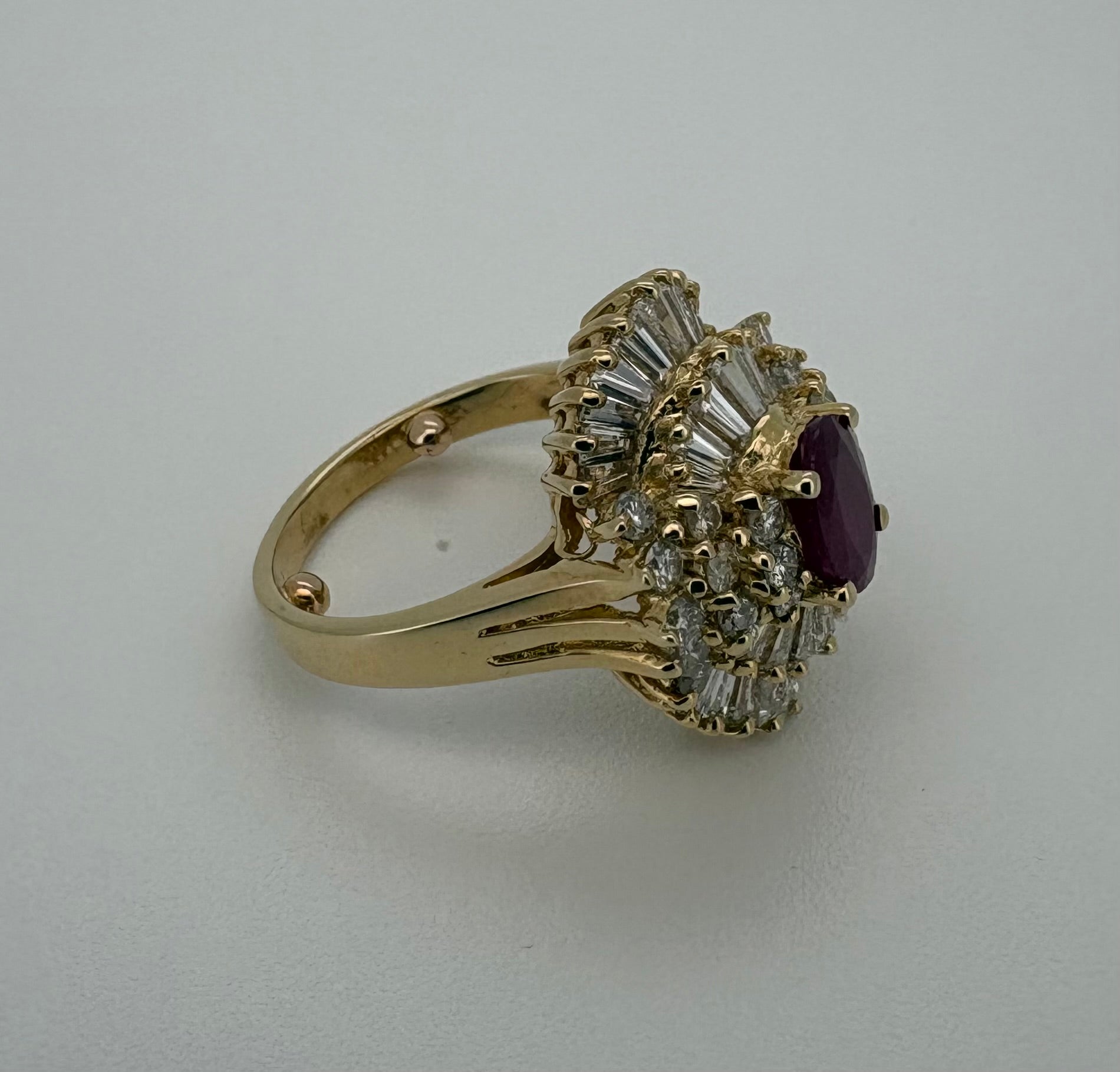 Bague Or Jaune 18K Rubis et Diamant
