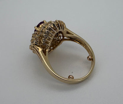 Bague Or Jaune 18K Rubis et Diamant