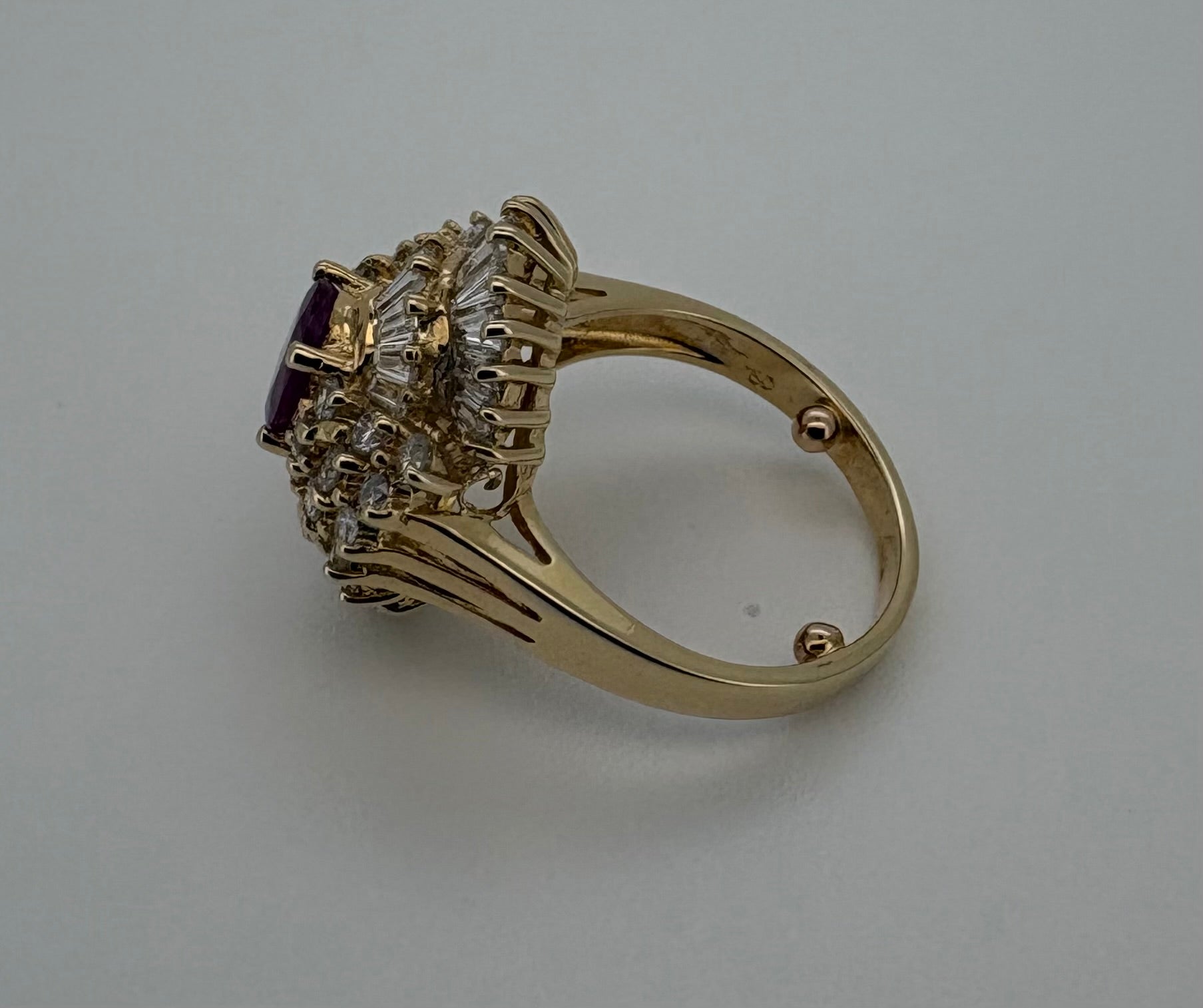 Bague Or Jaune 18K Rubis et Diamant