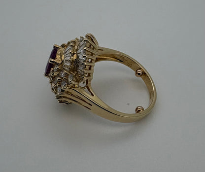 Bague Or Jaune 18K Rubis et Diamant
