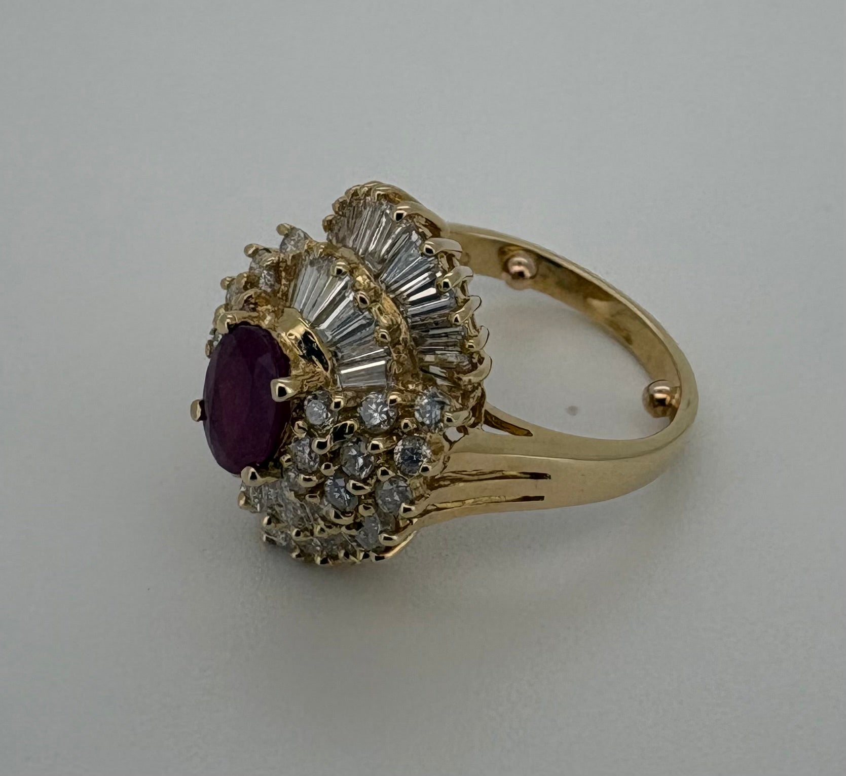 Bague Or Jaune 18K Rubis et Diamant