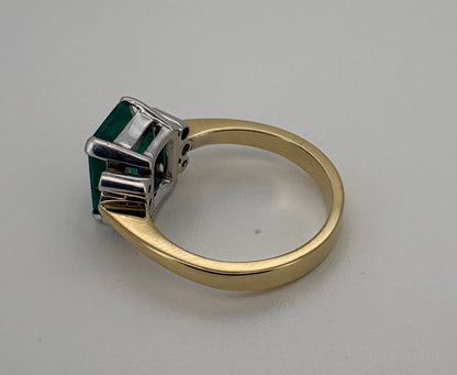 Bague Or Jaune et blanc 18K Emeraude et Diamant