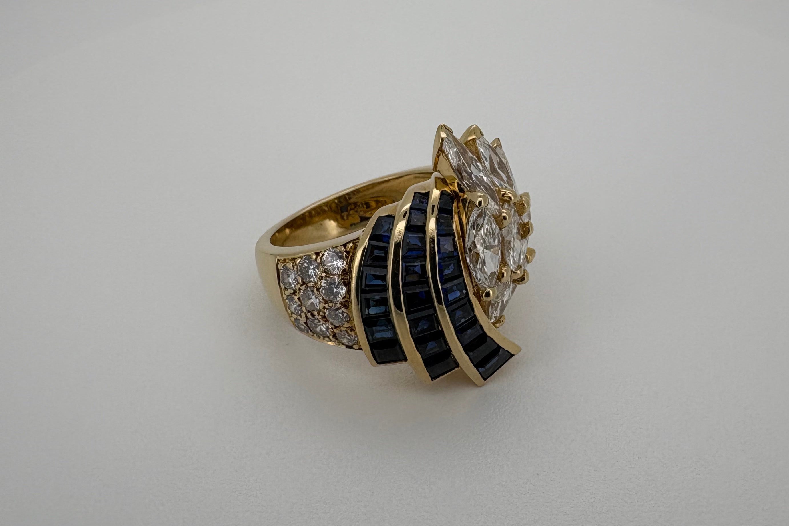 Bague Or 18K Diamants et Saphirs
