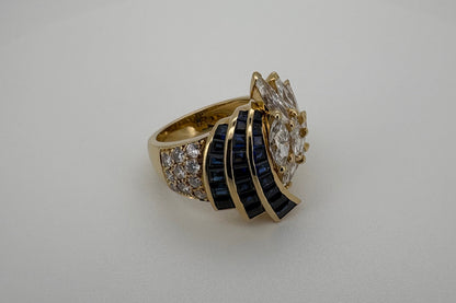 Bague Or 18K Diamants et Saphirs