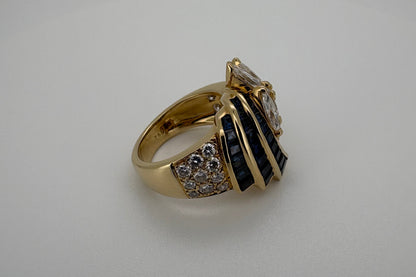 Bague Or 18K Diamants et Saphirs