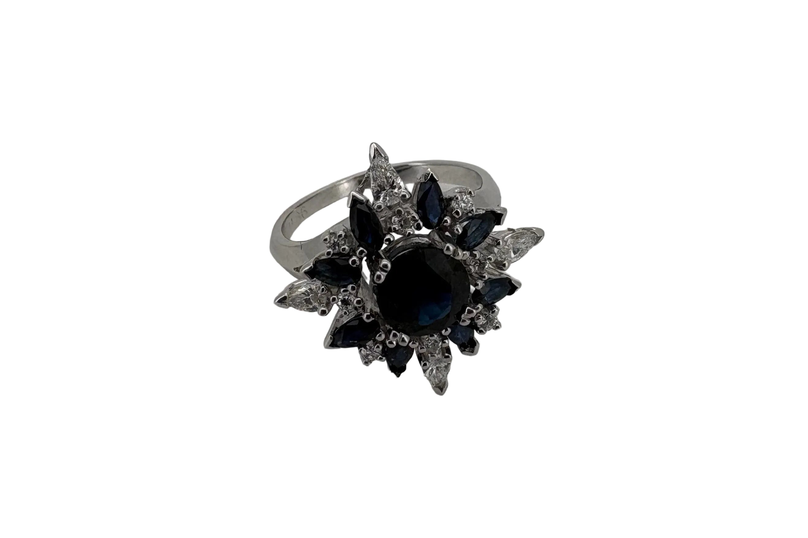Bague Or blanc 18K Francklin Mint Saphir et Diamants