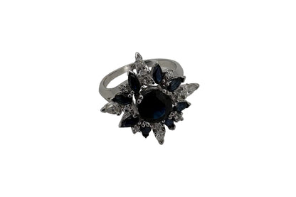 Bague Or blanc 18K Francklin Mint Saphir et Diamants