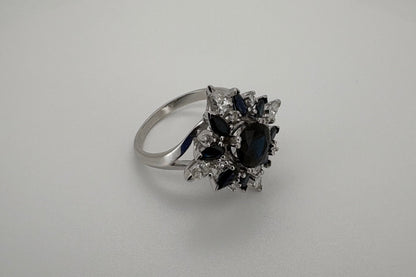 Bague Or blanc 18K Francklin Mint Saphir et Diamants
