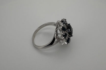 Bague Or blanc 18K Francklin Mint Saphir et Diamants