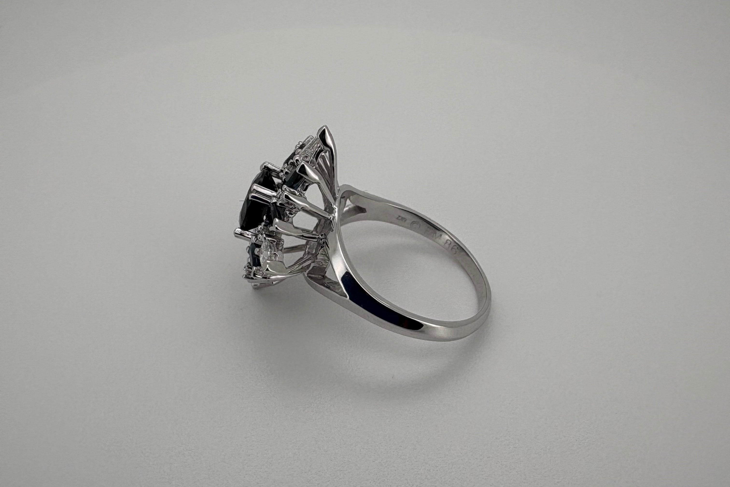 Bague Or blanc 18K Francklin Mint Saphir et Diamants