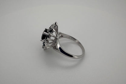 Bague Or blanc 18K Francklin Mint Saphir et Diamants