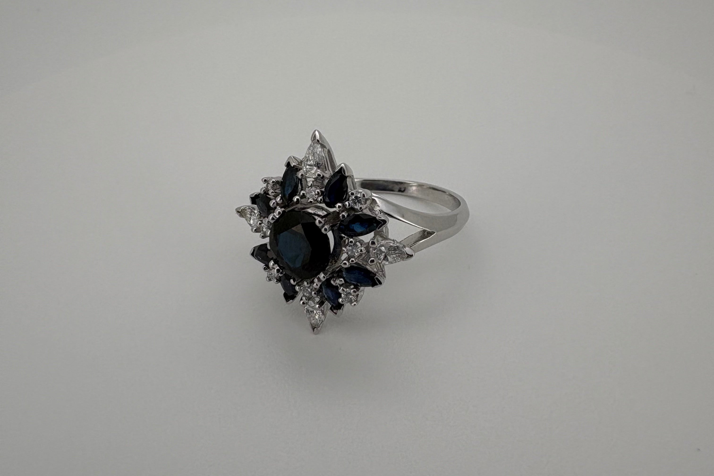 Bague Or blanc 18K Francklin Mint Saphir et Diamants