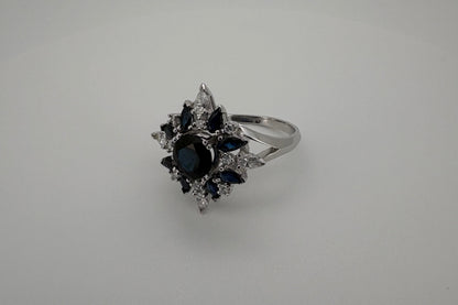 Bague Or blanc 18K Francklin Mint Saphir et Diamants