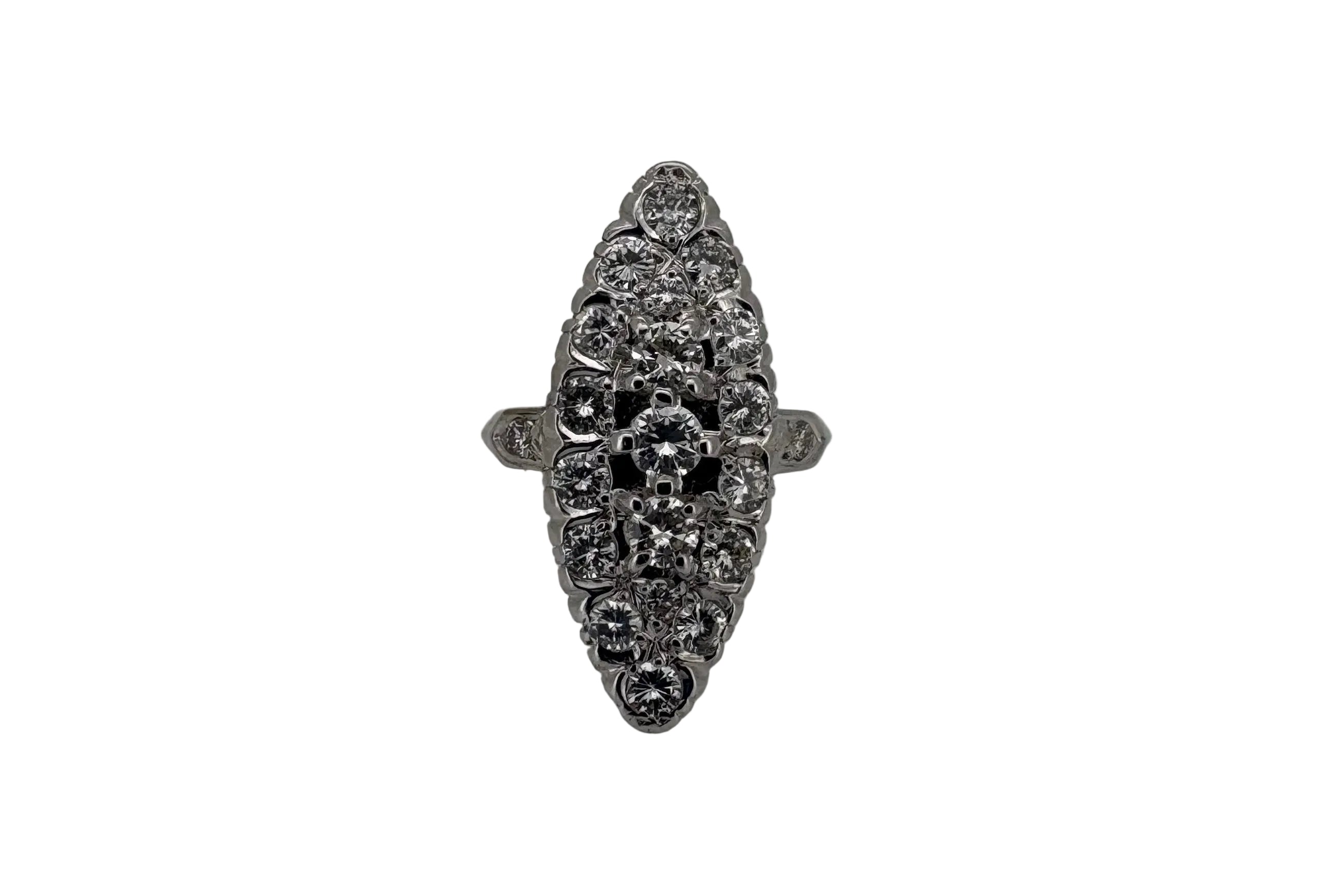 Bague Marquise Or blanc 18K et Diamants