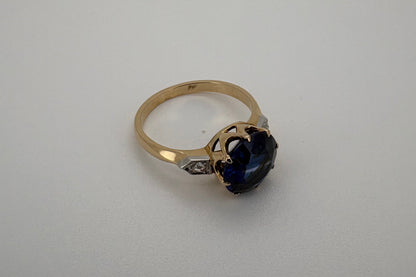 Bague Or jaune 18K Saphir et diamants