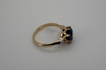 Bague Or jaune 18K Saphir et diamants