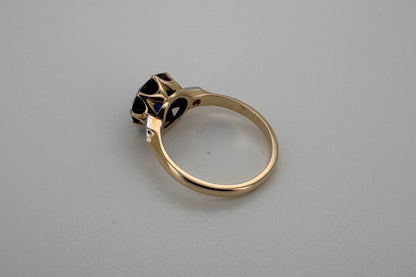 Bague Or jaune 18K Saphir et diamants