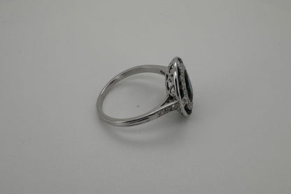 Bague Platine Art-Déco Saphirs et Diamants