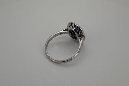 Bague Platine Art-Déco Saphirs et Diamants