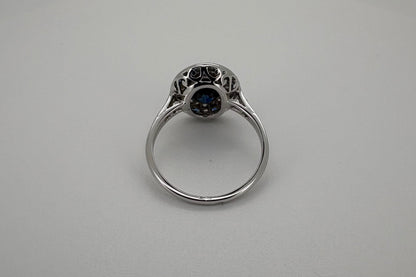 Bague Platine Art-Déco Saphirs et Diamants